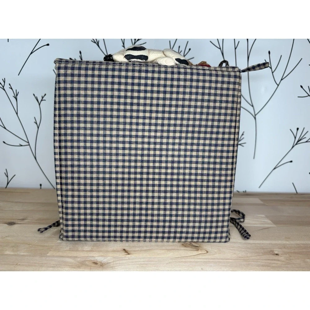 Country Style Fabric Basket w/ a Cute Plush Cow Granny Core, Cottage Core